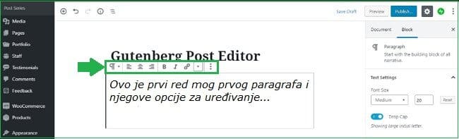 wordpress-za-pocetnike-cesto-postavljana-pitanja-dodavanje-paragrafa-gutenberg-editor