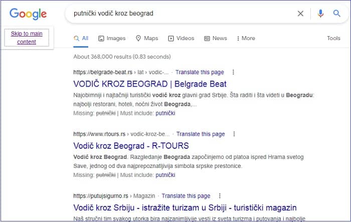 snimak ekrana blogova konkurenata - za istraživanje vaše cilljane publike