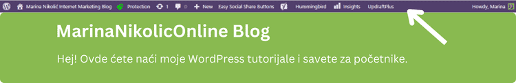 wordpress-rečnik-admin-traka-toolbar-snimak-ekrana