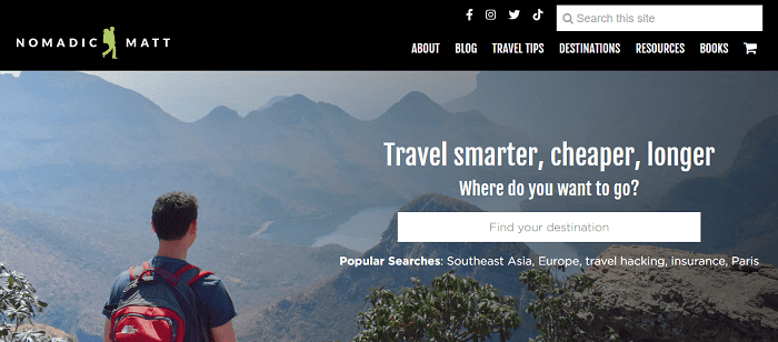 kako-dati-ime-blogu-primer-bloga-o-putovanjima-nomadicmatt-snimak-ekrana